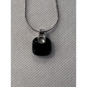 Vintage Colette Malouf Sterling Silver 925 & Black Glass Statement Necklace